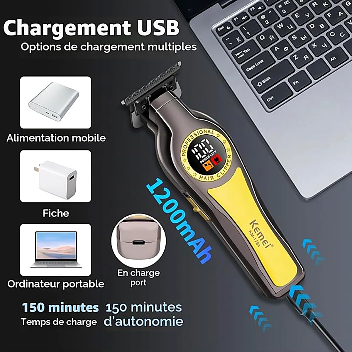 Kemei KM-1784 – charge USB